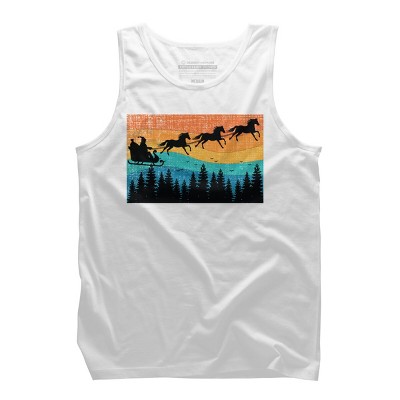 Men's Design By Humans Retro Christmas Horse Riding Santa Vintage 70s 80s Xmas By pahari Tank Top