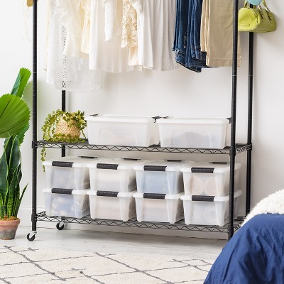 13.5 Quart White Stackable Plastic Storage Bins with Lids, 8 Pack