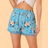 Allegra K Women's Summer Floral Printed Lace Trim Elastic Waist Beach Shorts - 2 of 4
