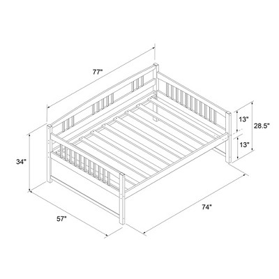 Espresso Pine Full Size Daybed with Slats and Headboard
