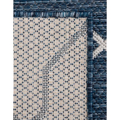Coastal Charm Easy-Care Blue Trellis 4' x 6' Outdoor Rug