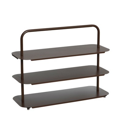 Storied Home Modern Metal 3-Tier Low Shelf with Handle
