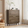 KWPZQEB Shoe Cabinet with 2 Flip Drawers, Hidden Wood Shoe Cabinet, Freestanding Shoe Storage Cabinet for Entryway Hallway, Walnut - 2 of 4