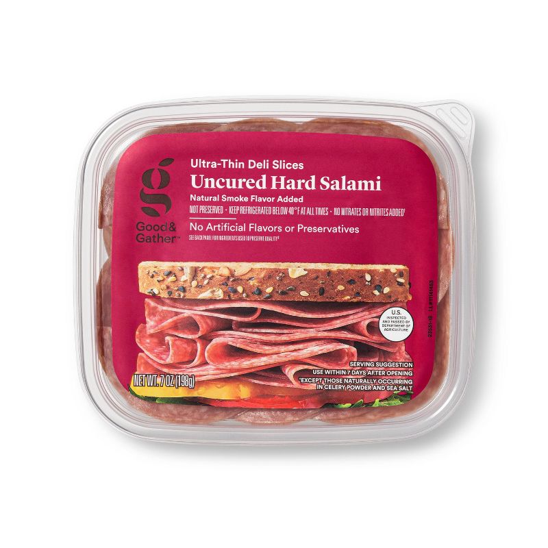 Uncured Hard Salami Ultra-Thin Deli Slices - 7oz - Good &#38; Gather&#8482;, 1 of 7