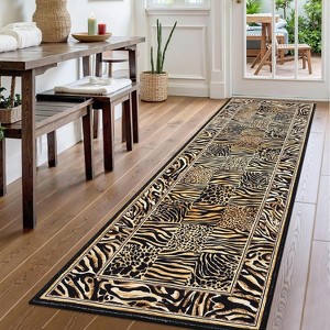 Area Rug for Living Room Washable, Soft Leopard Patchwork Print Large Bedroom Rugs Low Pile Non-Slip Carpet Rugs for Dining Room - 1 of 4