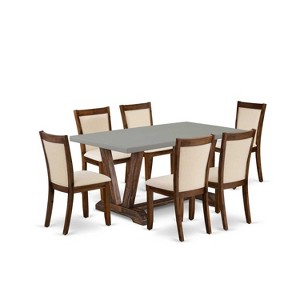 HomeStock 7-Piece Distressed Jacobean Finish Solid Wood Top Dining Table with 6-Chairs - 1 of 4