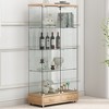 KTMBDW Glass Display Cabinet with 4-Shelf Double Doors&Lock, Curio Cabinet, Tempered Glass Floor Standing Bookshelf with Drawer for Living Room,Office - 4 of 4