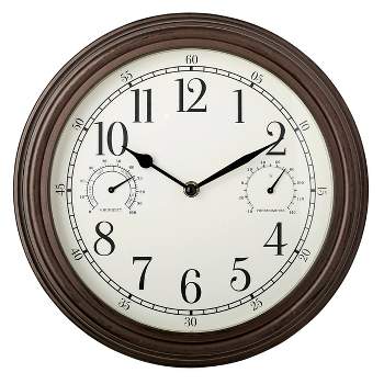 12" Outdoor Wall Clock with Weather Resistant Temperature/Humidity Dials - Westclox