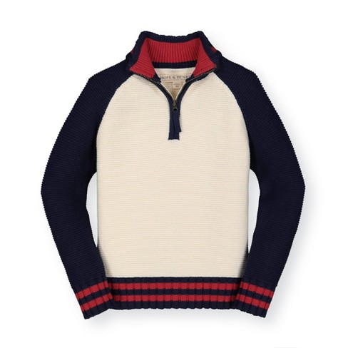 Hope Henry Boys Half Zip Ski Sweater Cream Peacoat 3 6 Months