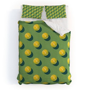 Deny Designs Daniel Coulmann Balls Tennis Grass Court Pattern Kids' Duvet and Sham Set Green - 1 of 4