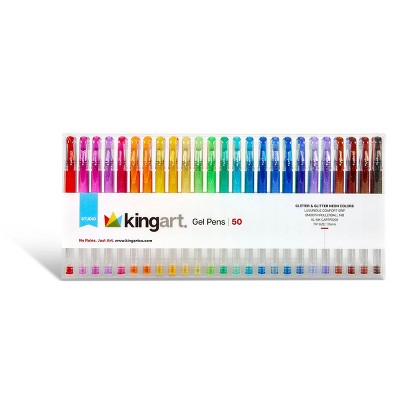 KINGART Gel Pens, Soft Grip, 50 Glitter Colors