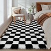 Modern Checkered Fluffy Rug Large Plush Rugs for Bedroom - 4 of 4
