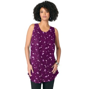 Roaman's Double-Layer Georgette Tank Top - 1 of 4