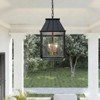LLHZSY 3-Light Outdoor Pendant Light, Small House-Shaped Iron & Glass Hanging Lantern-Black - 2 of 4