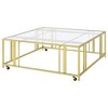 Coaster,Adri Square Glass Top Coffee Table with Casters - 3 of 4
