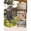 78"Swing Egg Chair with Stand Indoor Outdoor, UV Resistant Cushion Hanging Chair with Cup Holder - 3 of 4