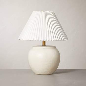 Distressed Ceramic Table Lamp Cream (Includes LED Light Bulb) - Hearth & Hand™ with Magnolia