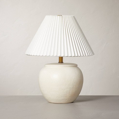 Distressed Ceramic Table Lamp Cream (Includes LED Light Bulb) - Hearth & Hand™ with Magnolia - image 1 of 4