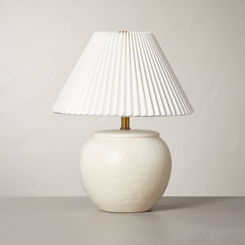Distressed Ceramic Table Lamp Cream (Includes LED Light Bulb) - Hearth &#38; Hand&#8482; with Magnolia, 1 of 12