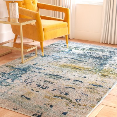 Boho-Chic Monaco Square Blue-Grey Synthetic Area Rug, 6'7" x 6'7"