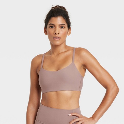 Women s Everyday Soft Light Support Strappy Sports Bra All In Motion Light Brown M Target