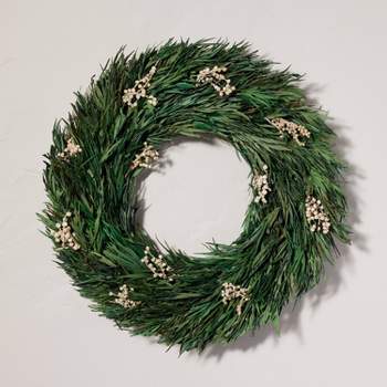21" Preserved Grass Leaf & Snowberry Christmas Wreath - Hearth & Hand™ with Magnolia