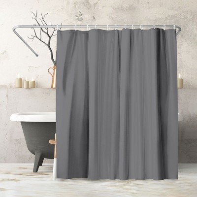 Americanflat 71x74 Solid Grey Shower Curtain - 100% Polyester Shower Curtain - Water-Resistant Curtain with Metal Grommets and 12 Curtain Rings