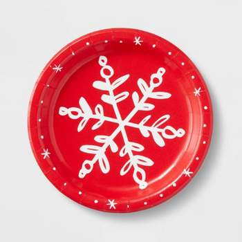 20ct Christmas Snowflake Red Snack Plate - Spritz™