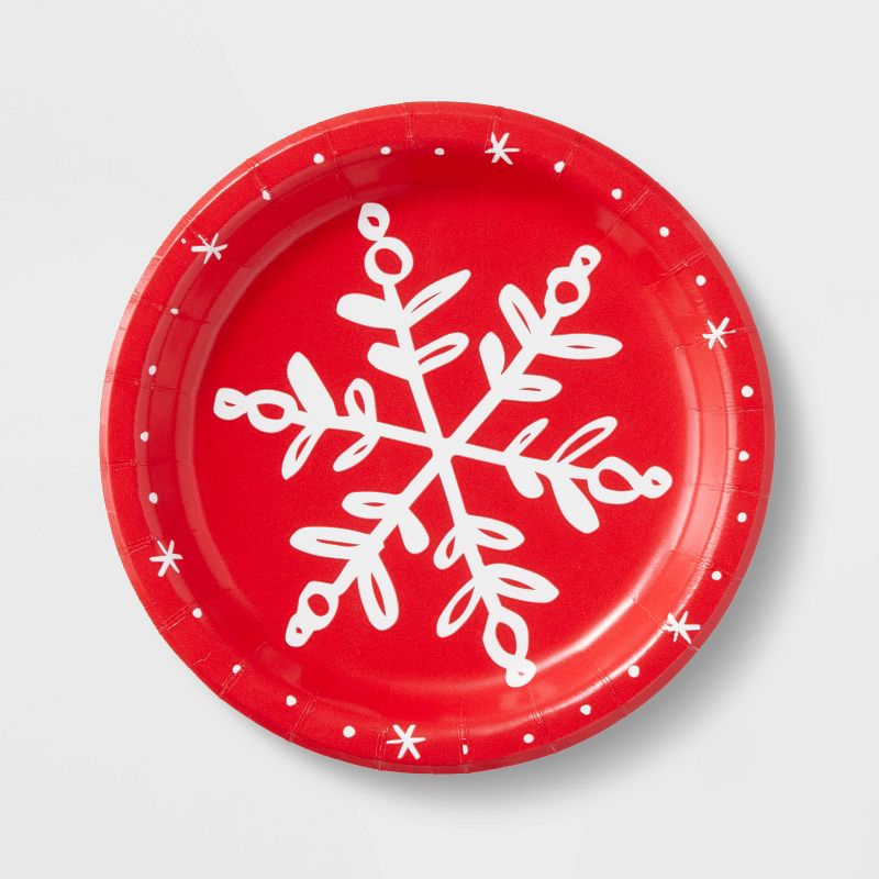 20ct Christmas Snowflake Red Snack Plate - Spritz&#8482;, 1 of 4