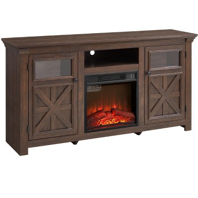 NicBex Modern 60.23 Inch Fireplace TV Stand Highboy Entertainment Center with 2 Doors & 18 Inch Electric Fireplace Insert for TV Up to 65 Inch