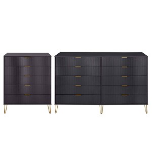 Manhattan Comfort Dumbo 2pc Modern 5 Drawer Dresser and 10 Drawer Double Dresser Set - 1 of 4