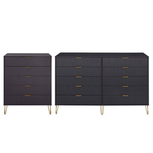 Manhattan Comfort Dumbo 2pc Modern 5 Drawer Dresser and 10 Drawer Double Dresser Set - image 1 of 4