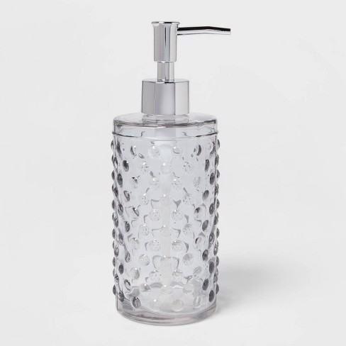 Hobnail Glass With Plastic Pump Soap/lotion Dispenser Gray Tint ...