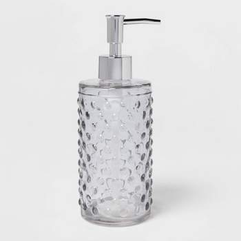 Hobnail Glass with Plastic Pump Soap/Lotion Dispenser Gray Tint - Threshold™