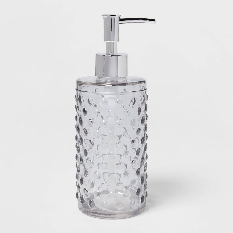 Hobnail Glass with Plastic Pump Soap/Lotion Dispenser Gray Tint - Threshold&#8482;, 1 of 7
