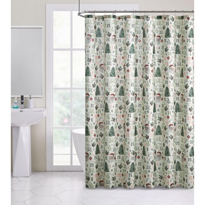 Kate Aurora Holiday Living Sparkly Metallic Christmas Santa Fabric Shower Curtain