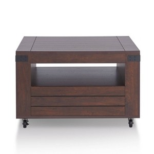 La Jolla Farmhouse Storage Coffee Table Vintage Walnut: Dual-Sided Drawer, Open Shelf, Caster Wheels - HOMES: Inside + Out - 1 of 4