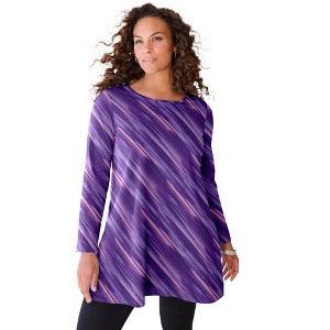 Roaman's Women's Plus Size Ultimate Long Sleeve Crew Neck Tunic - 1 of 2