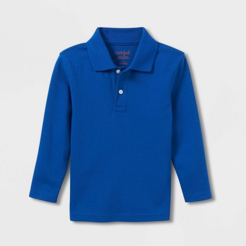 Toddler Boys' Long Sleeve Interlock Uniform Polo Shirt - Cat & Jack ...