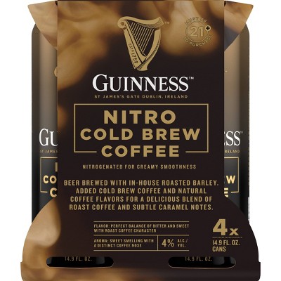 Guinness Nitro Cold Brew Stout Beer - 4pk/14.9 fl oz Cans