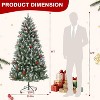 6FT Artificial Christmas Tree, with Pine Cones, Berries Decor & 736 Tips & Metal Foldable Stand, Holiday Xmas Tree for Home Party Decoration - 2 of 4