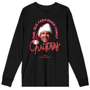 Christmas Vacation Old Fashioned Family Christmas Men's Black Long Sleeve Shirt- - 1 of 1