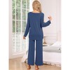 cheibear Women's Lounge Sets Hight-Low Shirt and Wide-leg Pants 2 Piece Pjs Loose Sleepwear Loungewear - 3 of 4