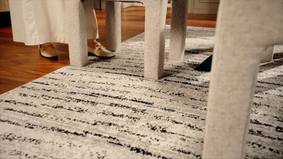 Ivory and Silver Synthetic Rectangle Area Rug, 10' x 14'