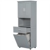 Tall Slim Bathroom Cabinet with Laundry Hamper, 2 Doors & 1 Drawer, for Bathroom, Laundry, or Living Room - 2 of 4