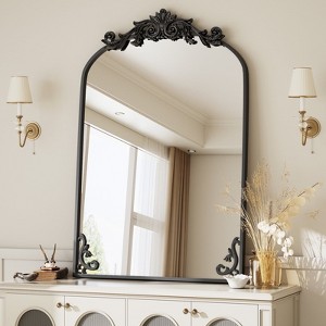 BEAUTYPEAK Vanity Wall Mirror Decorative Vintage Arch Bathroom Mirror with Designed Bottom - 1 of 4