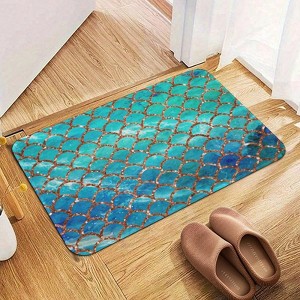 Mermaid Blue Teal Sparkle Glitter Bathroom Rugs Winter Bath Mat Absorbent Non Slip Bathroom Mat Christmas Soft Floor Carpet 16x20 Inches - 1 of 1