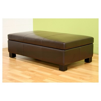 Gallo Espresso Brown Bonded Leather Large Cocktail Ottoman