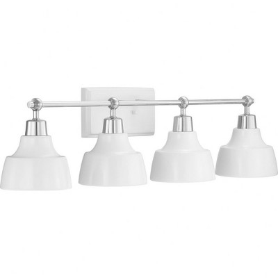 Progress Lighting Bramlett 4-Light Bath Vanity, Steel, Polished Chrome, Graphite Metal Shades