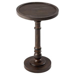 COZAYH Pedestal Tray Top End Table for Holding Drinks, Lamps or Plants, Farmhouse & Rustic Style for Living Room or Bedroom, Dark Brown - 1 of 4